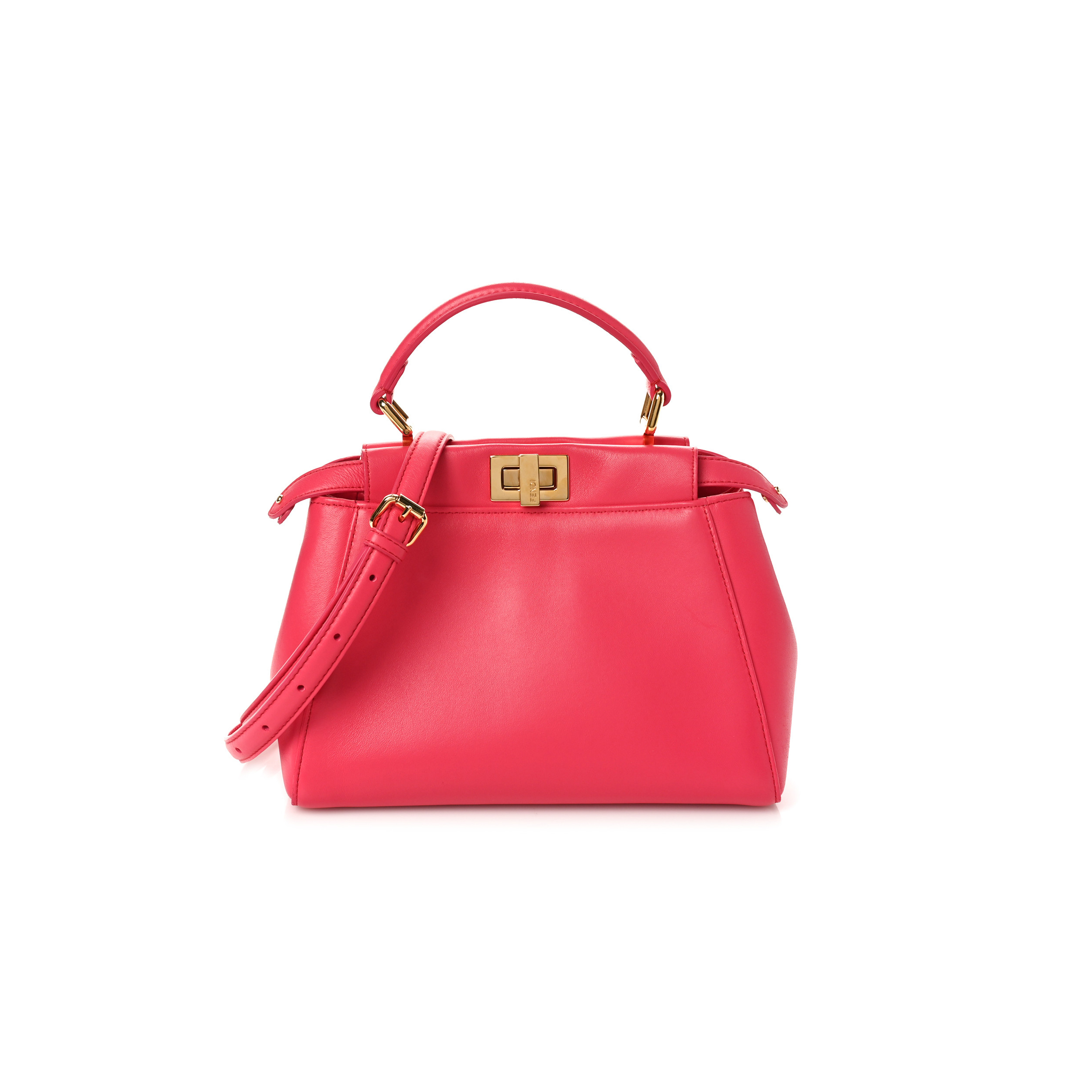 F**di nappa stacked bar mini peekaboo iconic satchel lampone (23*18*11cm)